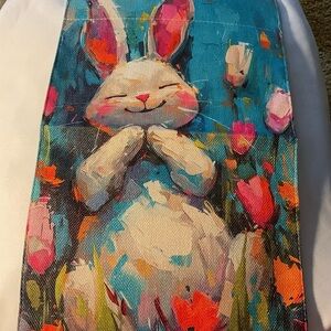 Colorful Bunny Canvas Garden Flag